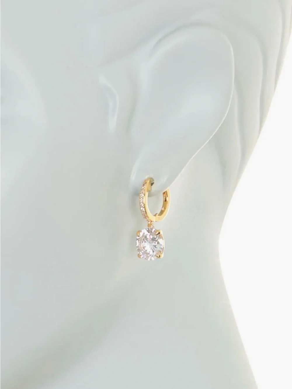 kate spade gold-tone hoop earrings with clear zirconia drops